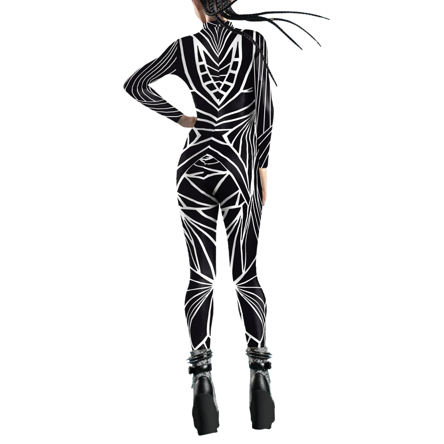 Zawaland-mono con estampado de cristal para mujer, traje de Cosplay con estampado artístico de espejo negro, Zentai, para fiesta de vacaciones