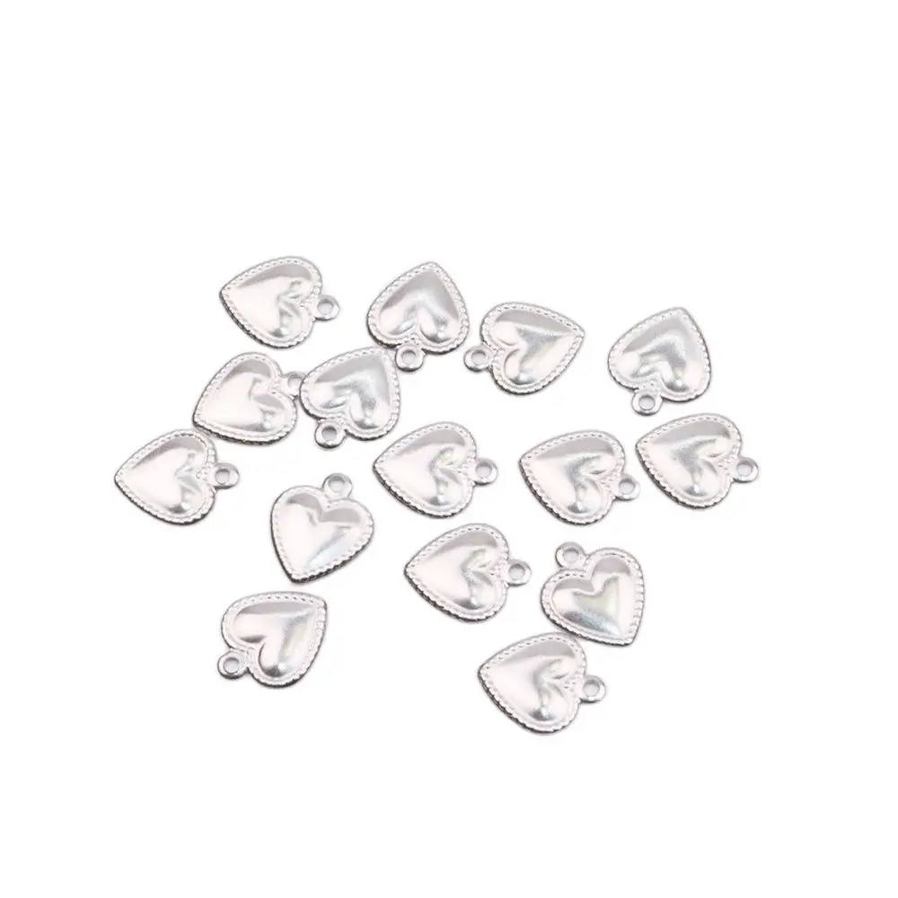 10/50pcs 10mm Stainless Steel Heart Dangling Charm Women Girl Fashion Jewelry DIY Handcraft Antiallergic Necklace Anklet Earring