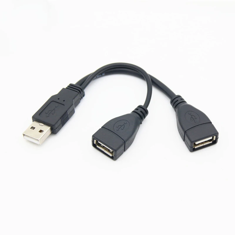 Línea de extensión USB 2,0 2 en 1, Cable de datos USB macho a 2 hembra, adaptador de carga, divisor para tarjeta de red de disco duro