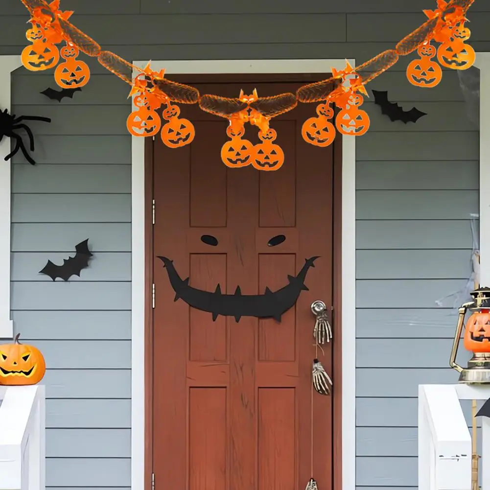 No Assembly Holiday Decor 10 Ft Halloween Garland Banner Spooky Spider Bat Pumpkin Hanging Decoration Mantel Fireplace for Fall