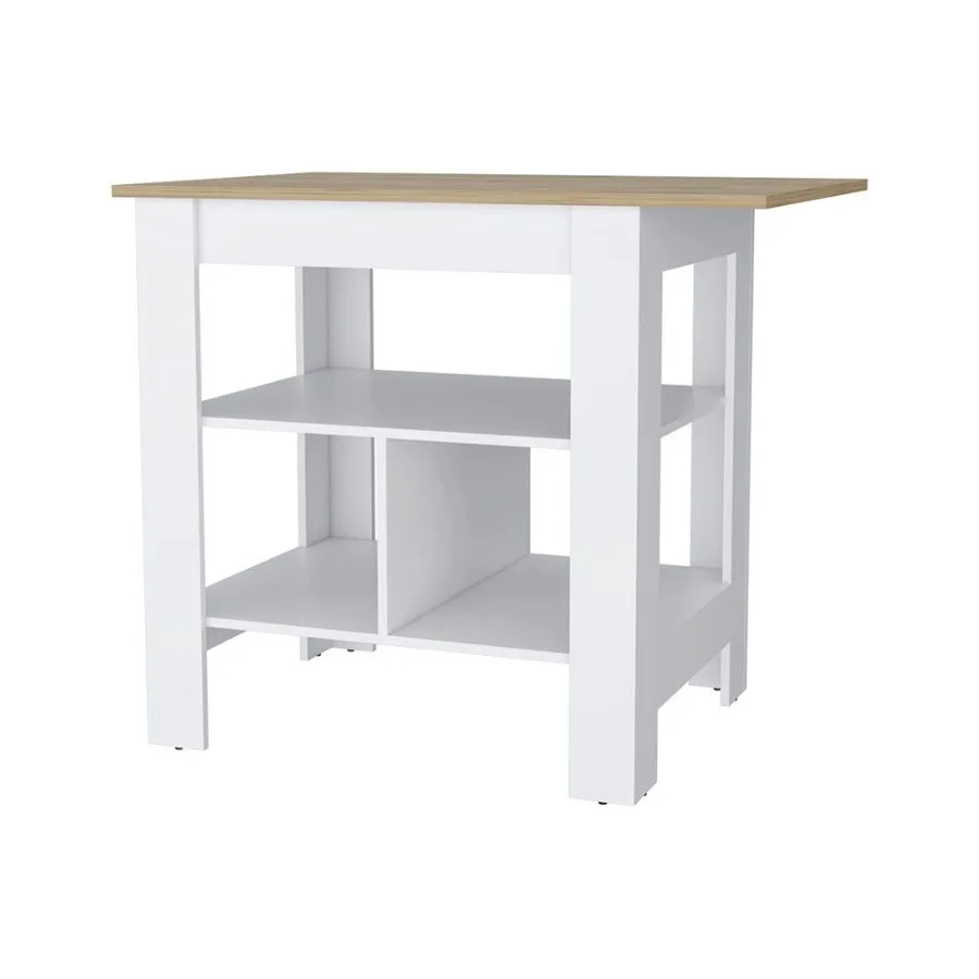 

Adeline 3Shelf Kitchen Island White and Macadamia