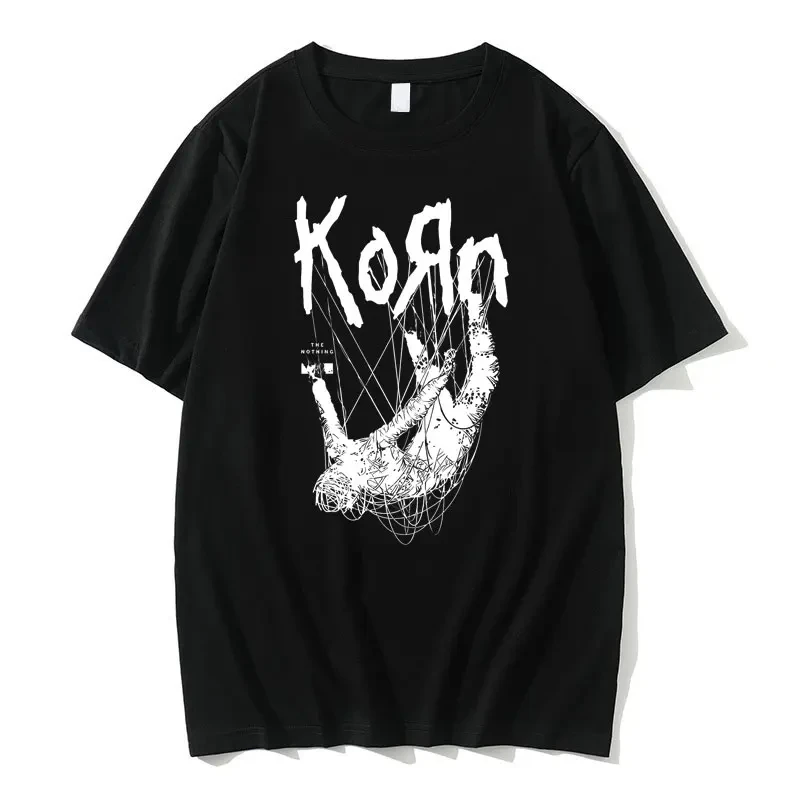 American Singer Rock Band Korn Print Graphic T-shirt Summer Short Sleeve Tees Tops Streetwear Casual Pure Cotton T Shirts Men's