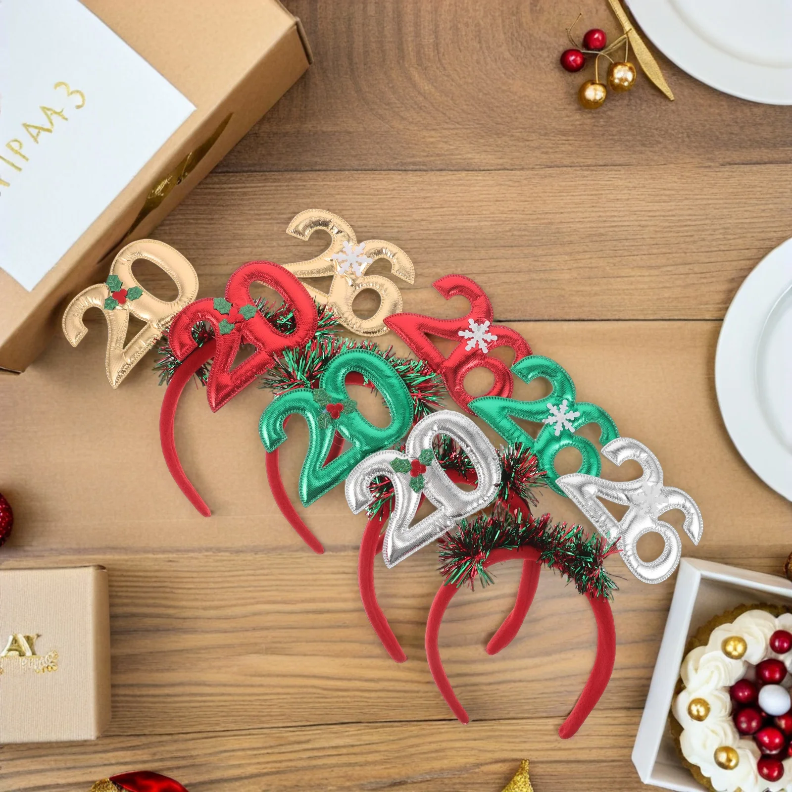 

4Pcs Chinese New Year Headband 2026 Glitter Fashion Hair Band Holiday Party Headdress Decorative Eve Hair Accessories Women