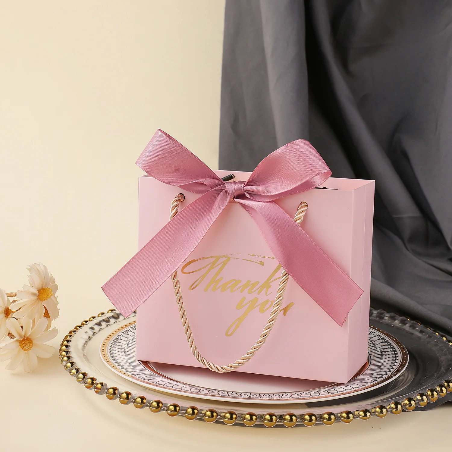 100pcs Candy Gift Bags Box for Party Wedding Birthday Party Supplies Baby Shower Romantic Ribbon Bow Gift Packaging Bags