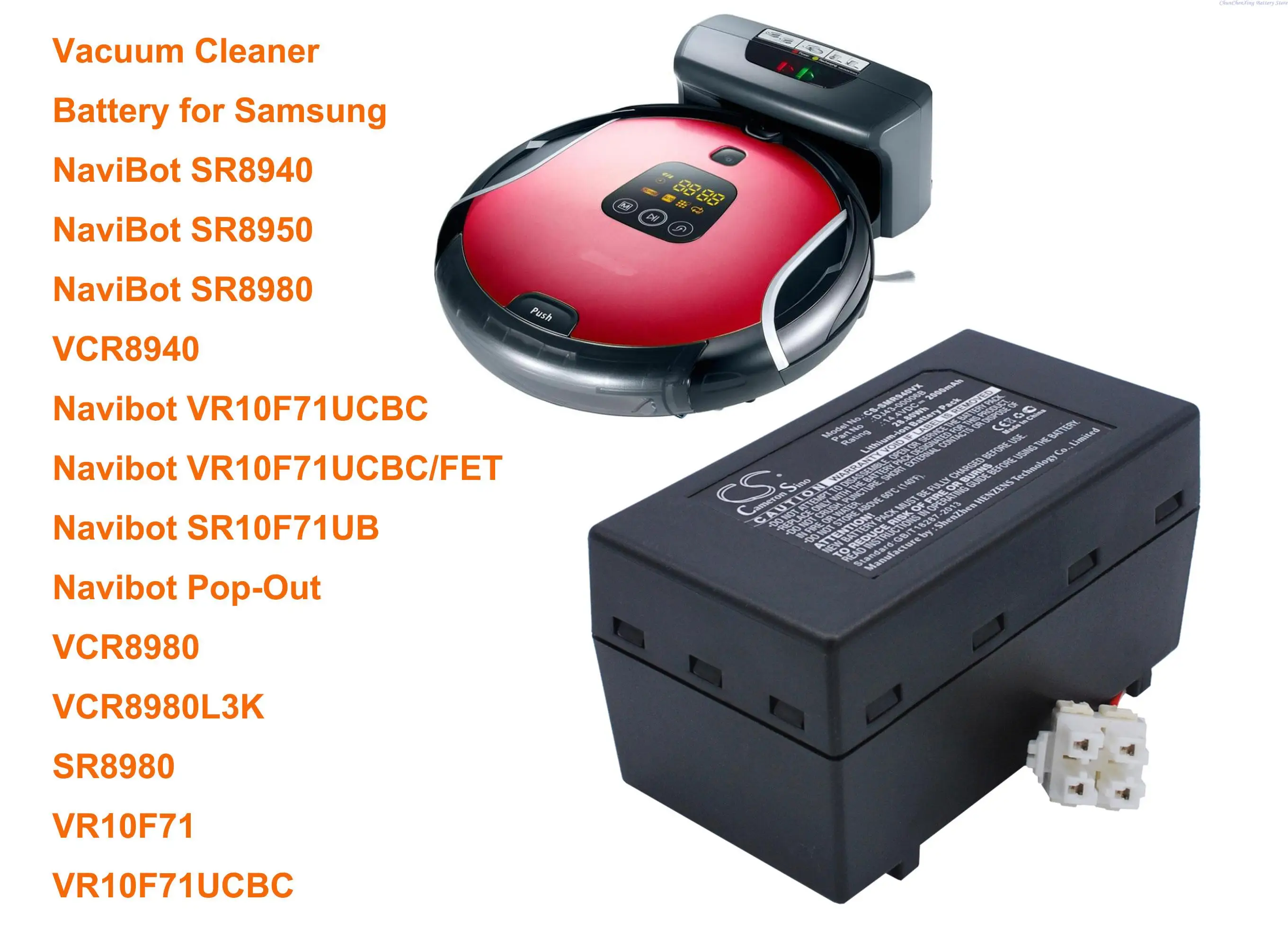 

Аккумулятор OrangeYu 2000 мАч для Samsung Navibot Pop-Out, SR10F71UB, SR8940, SR8950, SR8980, VR10F71UCBC, VCR8940