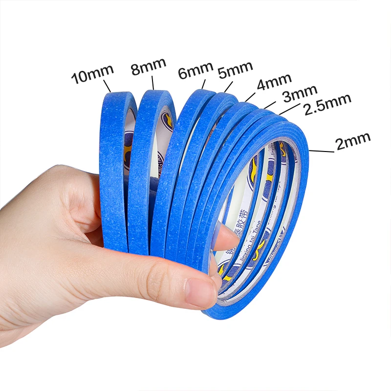 8 Rolls Blue Fine Line Masking Tape Set, 2mm-10mm X 25M Each, Multi-Purpose Adhesive Tape for Nail Art, Painting, Spray Paint, view 6