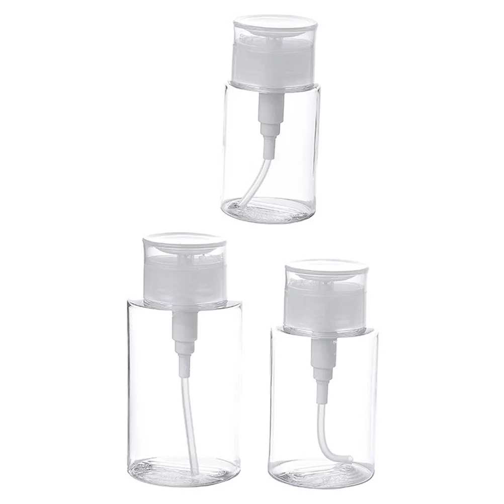 

3 Pcs Bottled Nail Kits Remover Container Suite Storage Plastic Polish Pump Skincare Travel Push down