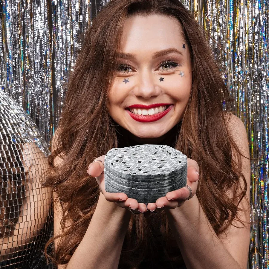 100 قطعة كرة ديسكو pkins المتاح كوكتيل حفلة المشروبات pkin ل 70s 80s 90s عيد ميلاد العازبة حفل زفاف الديكور