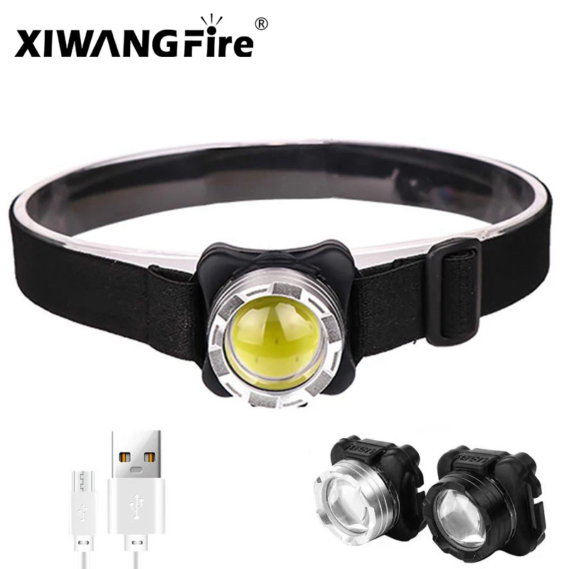 USB Rechargeable COBLED Headlight Built-in 1200mah Battery Portable Torch Headlamp Outdoor Waterproof Fishing Camping light