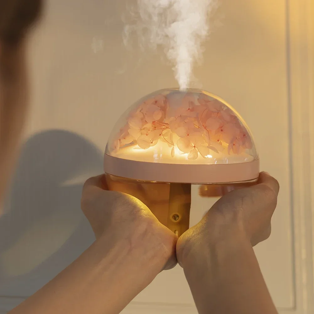 270ML Air Humidifier USB ชาร์จ 800mAh Home Hydration Humidifier สี LED Light Mist Maker ดอกไม้ Humidificador