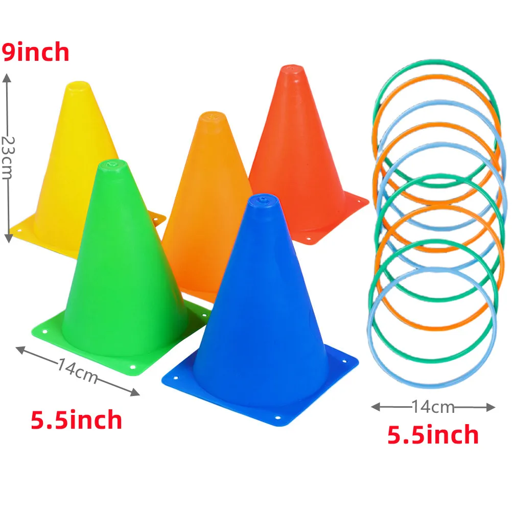Juguete 교통 콘 던지기 원형 세트, 어린이 파티 게임 장난감, 레저 게임, 아이스크림 콘 던지기 장난감, 루프 로고 버킷 세트