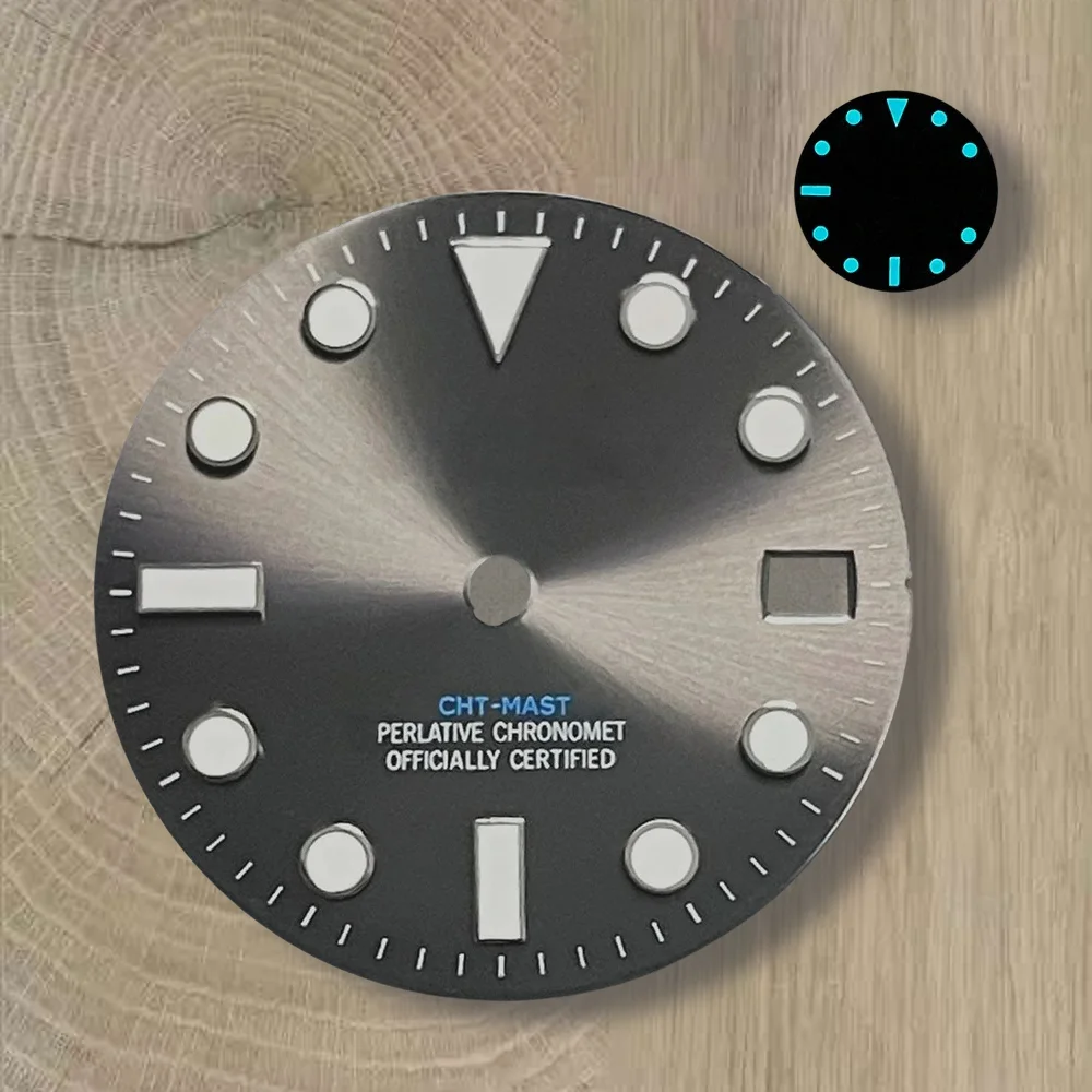 高品質 28.5mm S ロゴ NH35 ダイヤル サンレイダイヤル NH35/NH36/4R/7S ムーブメントに適しています アイスブルー夜光 NH35 アクセサリー