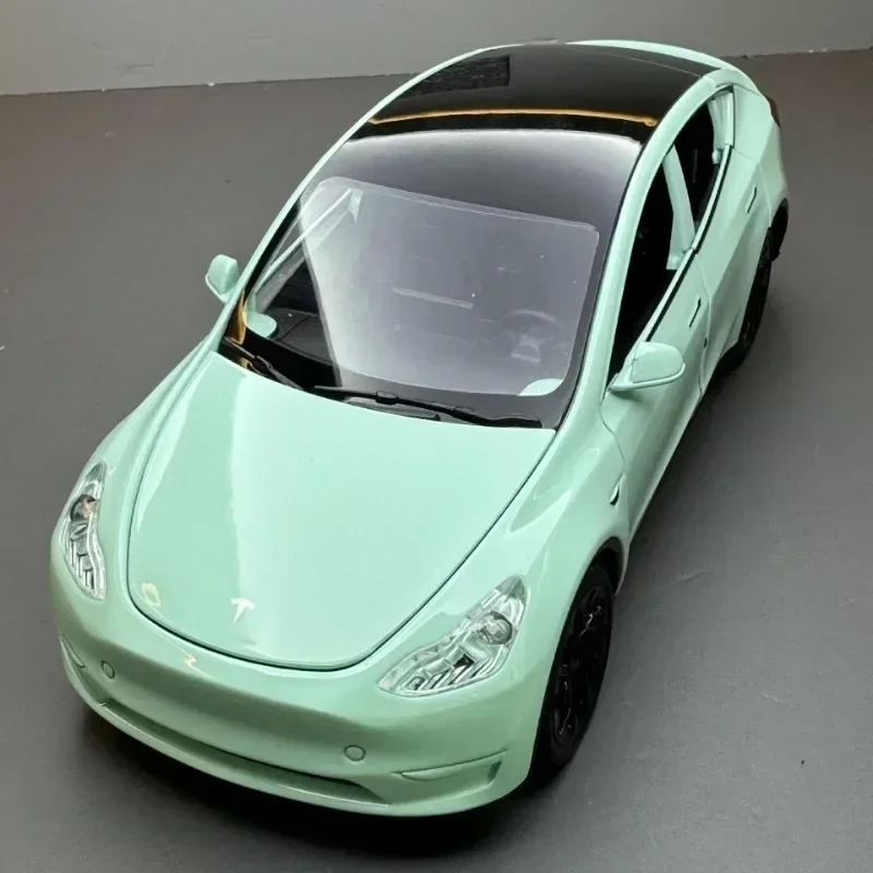 Diecast Auto 1:24 Tesla Model Y Hoge Simulatie Diecast Metalen Legering Model Auto Geluid Licht Terugtrekken Collectie Kinderen Speelgoed Geschenken