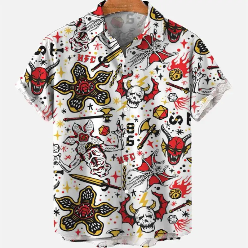 Гавайская Мужская Винтажная летняя рубашка с коротким рукавом и принтом Русалка модная повседневная мужская одежда для отпуска с цветочным принтом