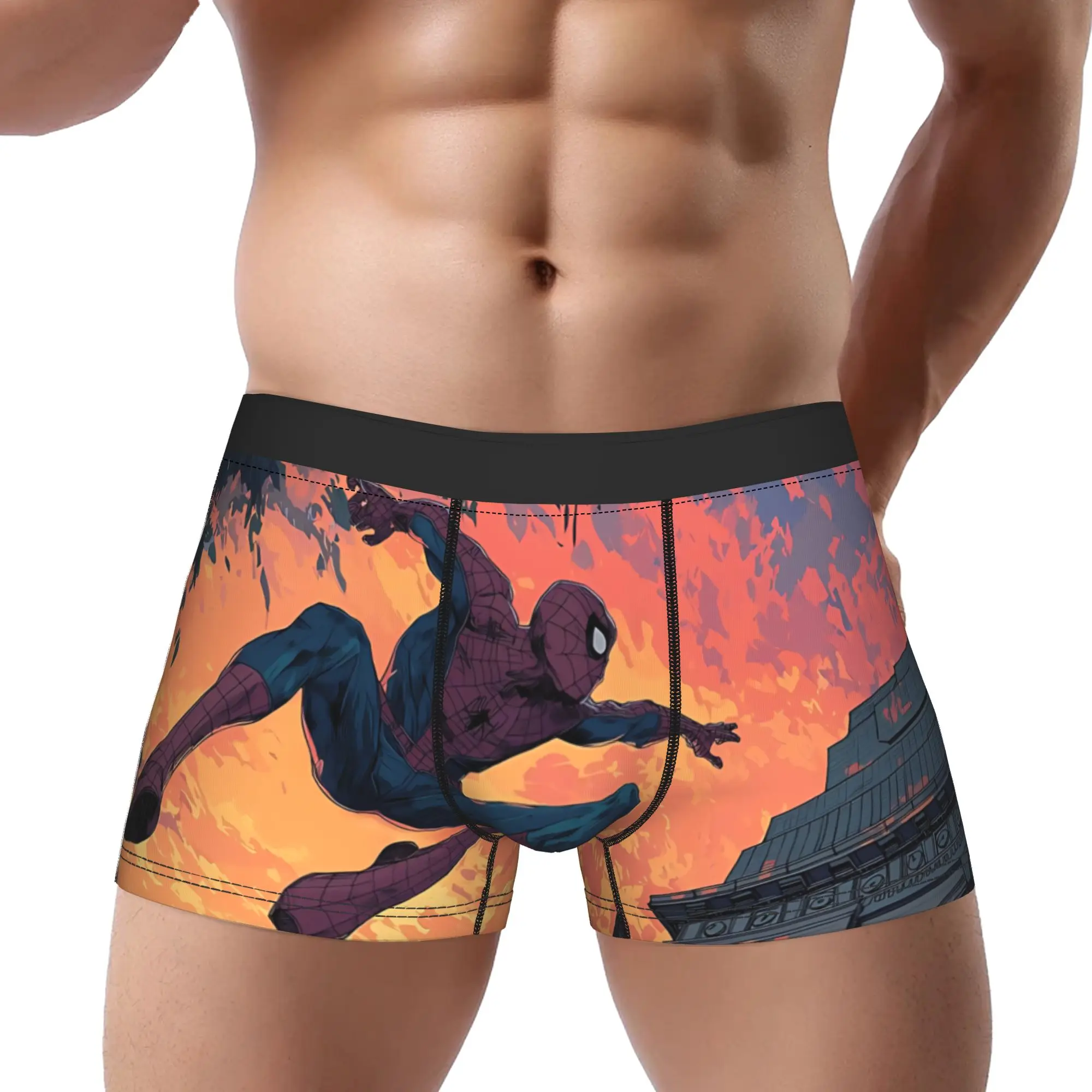 

Боксеры Marvel Cinematic Universe, трусы с изображением Человека-паука, дышащие трусики, мужское нижнее белье, сексуальные шорты, трусы-боксеры