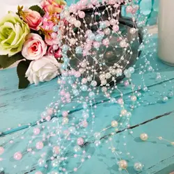 30/60m 3-8mm Fishing Line Artificial Pearls Flower Beads Chain Garland Flowers Christmas Party Decoration Props DIY Accessories