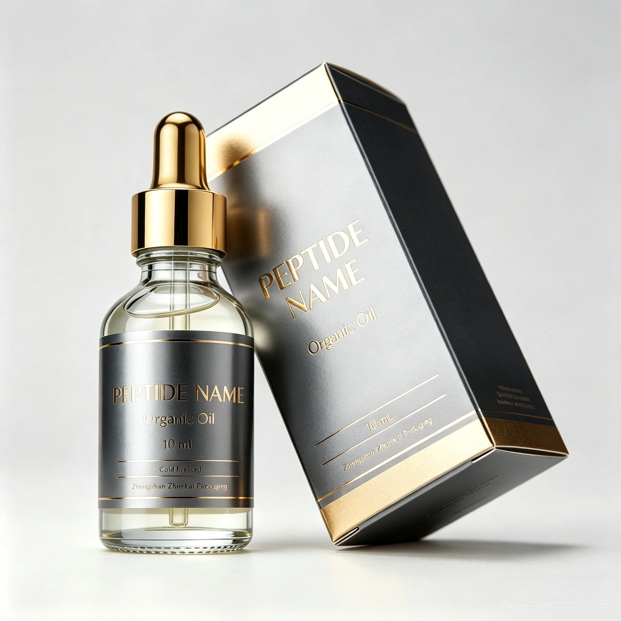 Luxury Skincare Labels - สติกเกอร์ไวนิล HD กันน้ำแบบติดเอง ฉลากเปปไทด์หรูหราแบบกำหนดเอง สำหรับขวดบรรจุภัณฑ์ขนาด 3