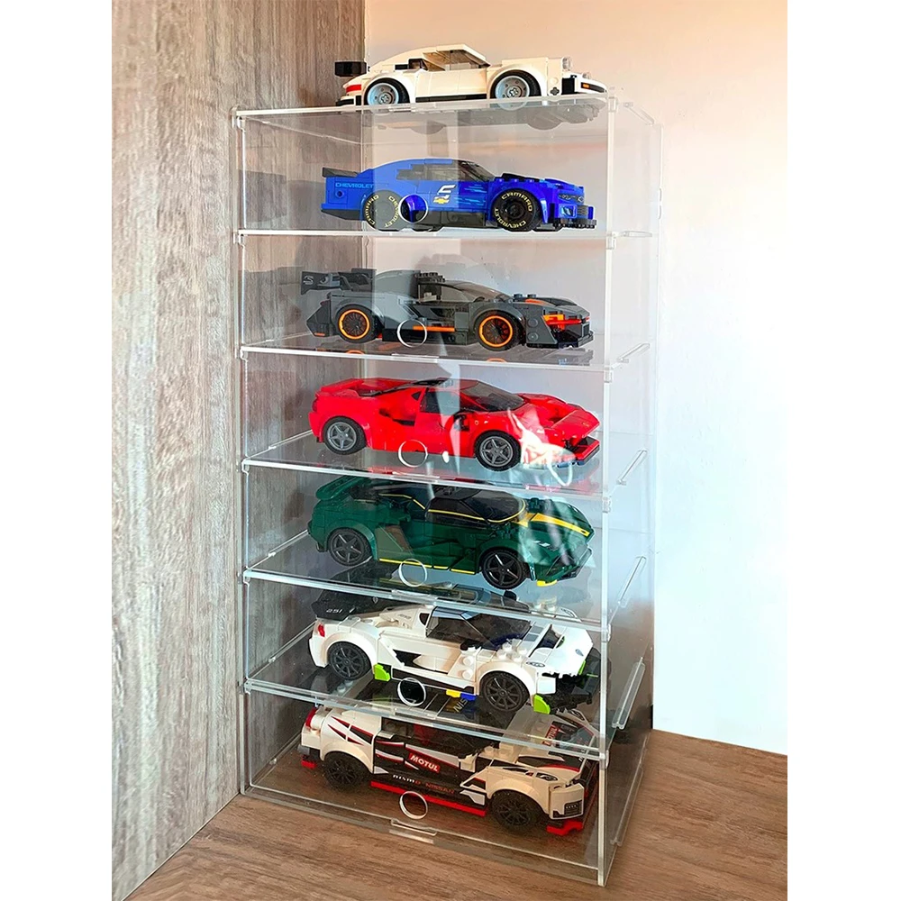 

Racing Car Toy Organizer, Acrylic Display Box, Transparent Scene Storage Blocks, Dust Cabinet, Self-assembly, 3mm, 1-7 Layers