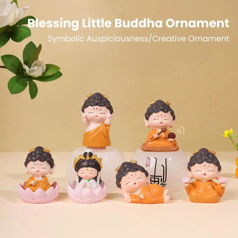 Resin Buddha Figurine Mini Buddha Statue Resin Sculpture Meditation Guan Yin Figurine Spiritual Home Office for Room for Cafe