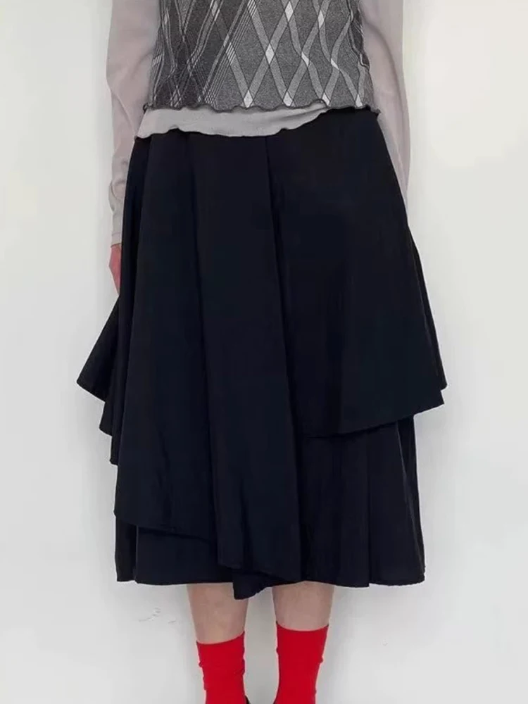 Liangliang ريترو 3D مصممة غير متناظرة f تنورة المرأة الصيف تصميم جديد ألف خط اللون تنورة طويلة عالية الخصر كوريا... #2