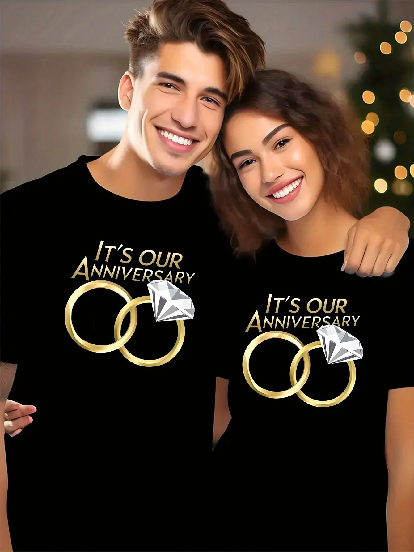 تي شيرت تريند للأزواج في عيد الحب - "هذا يوم الذكرى السنوية لدينا"، هدية مثالية للعروسين والأزواج. #1
