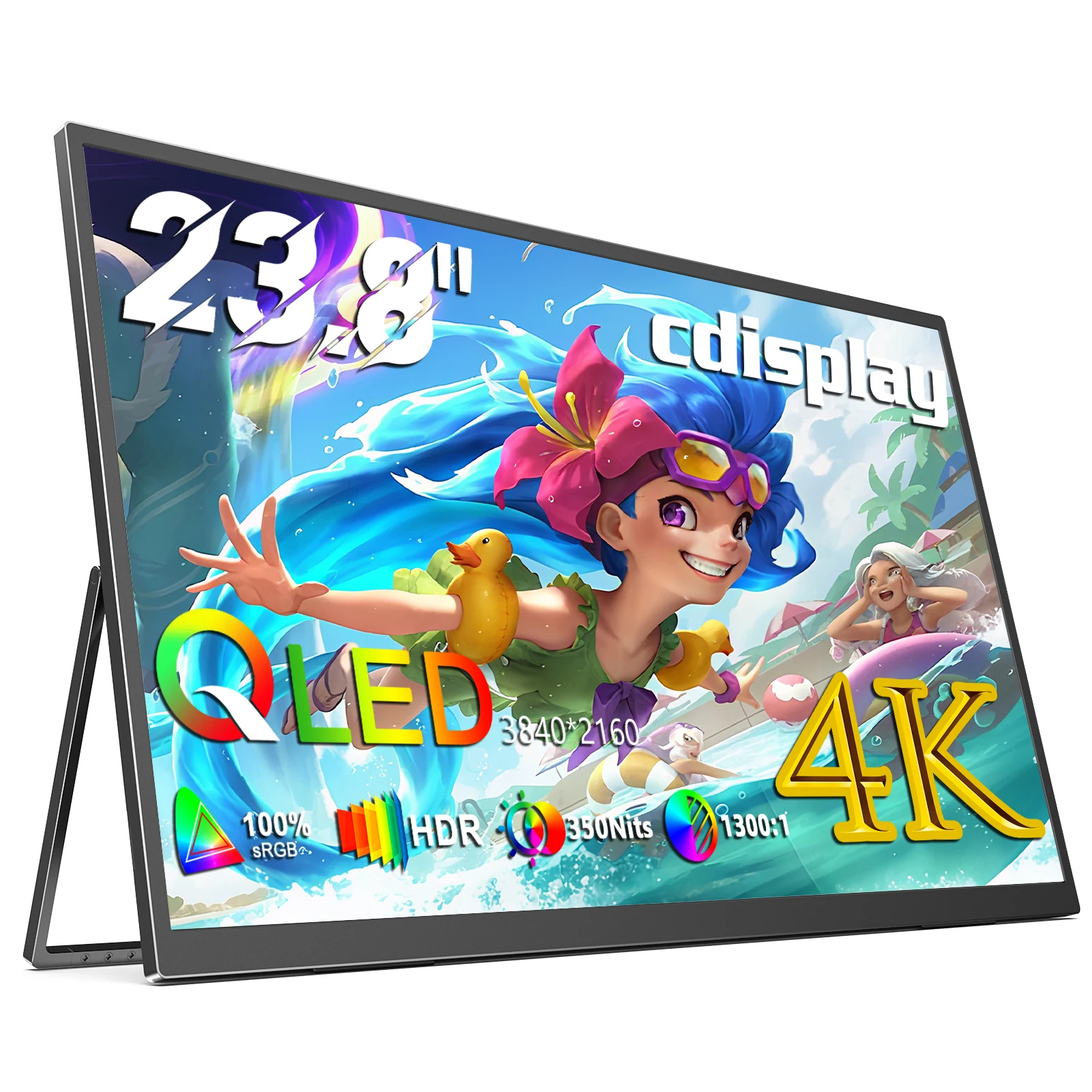 

Cdisplay 23.8inch 4K Portable Monitor 3840*2160 Type-C HDMI QLED External Second Screen for Laptop XBox Switch Pc Mobile Display