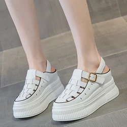 Internally Increased Thick Soled Genuine Leather Women's Sandals Summer Platform Women's Shoes Student