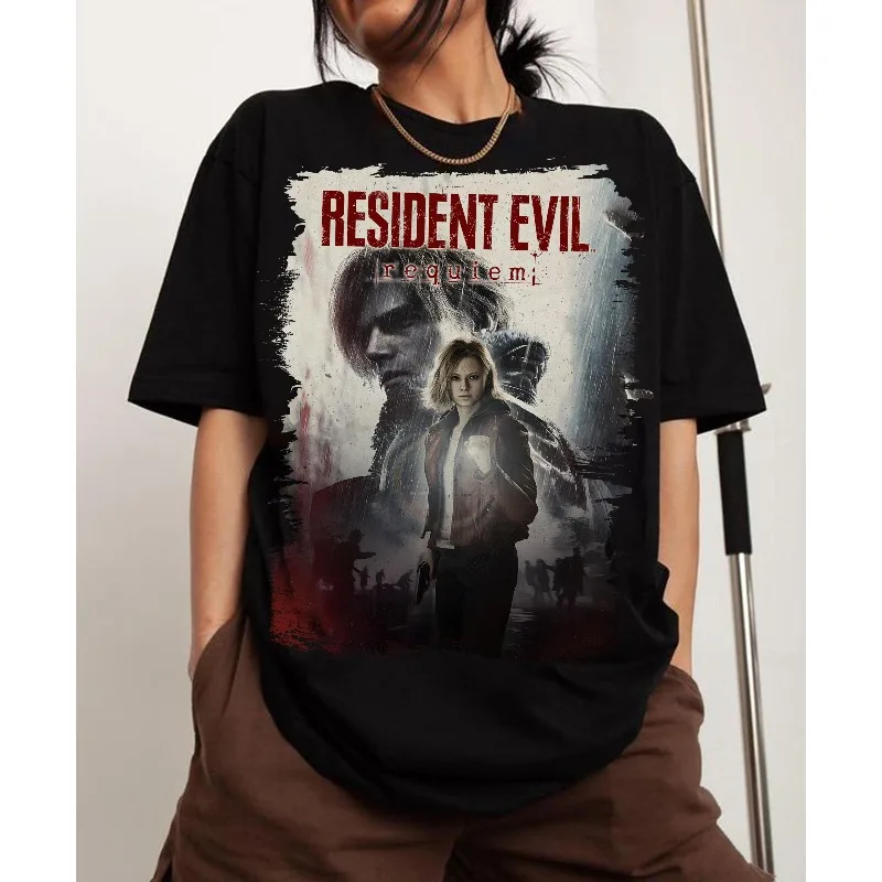 Retro Resident Evil Requiem 2026 T-shirt, Resident Evil 9 Men's T-shirt Summer New Style Suitable for Both Men and Women