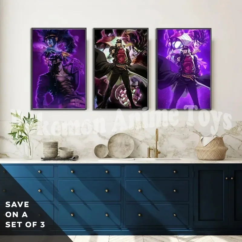 Anime JOJO Bizarre Adventure Self-adhesive Poster Figures Home Decoration Painting Wall Art Computer Room Jotaro Kujo Wallpaper
