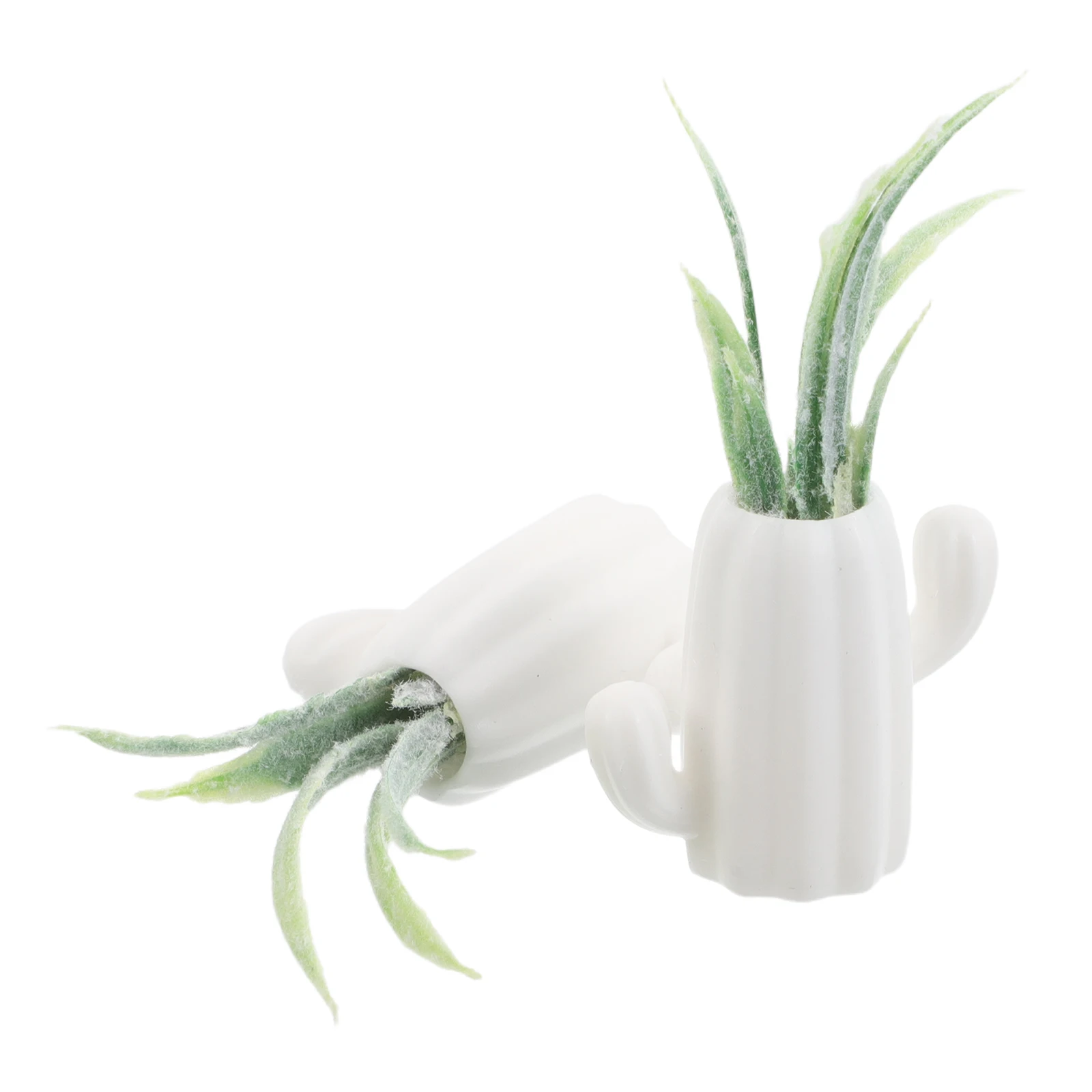 

2 Pcs Miniature Green Plant Decorations Dollhouse Garden Accessories Ornaments Fake Greenery