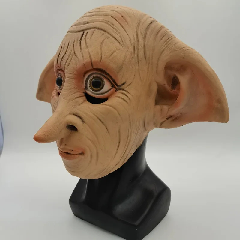 Máscara de Cosplay, elfo mágico, Dobby, máscara de látex, accesorios de vestir para fiesta de Halloween, habitación de terror, Casa Encantada, auriculares de personaje de película de Harry