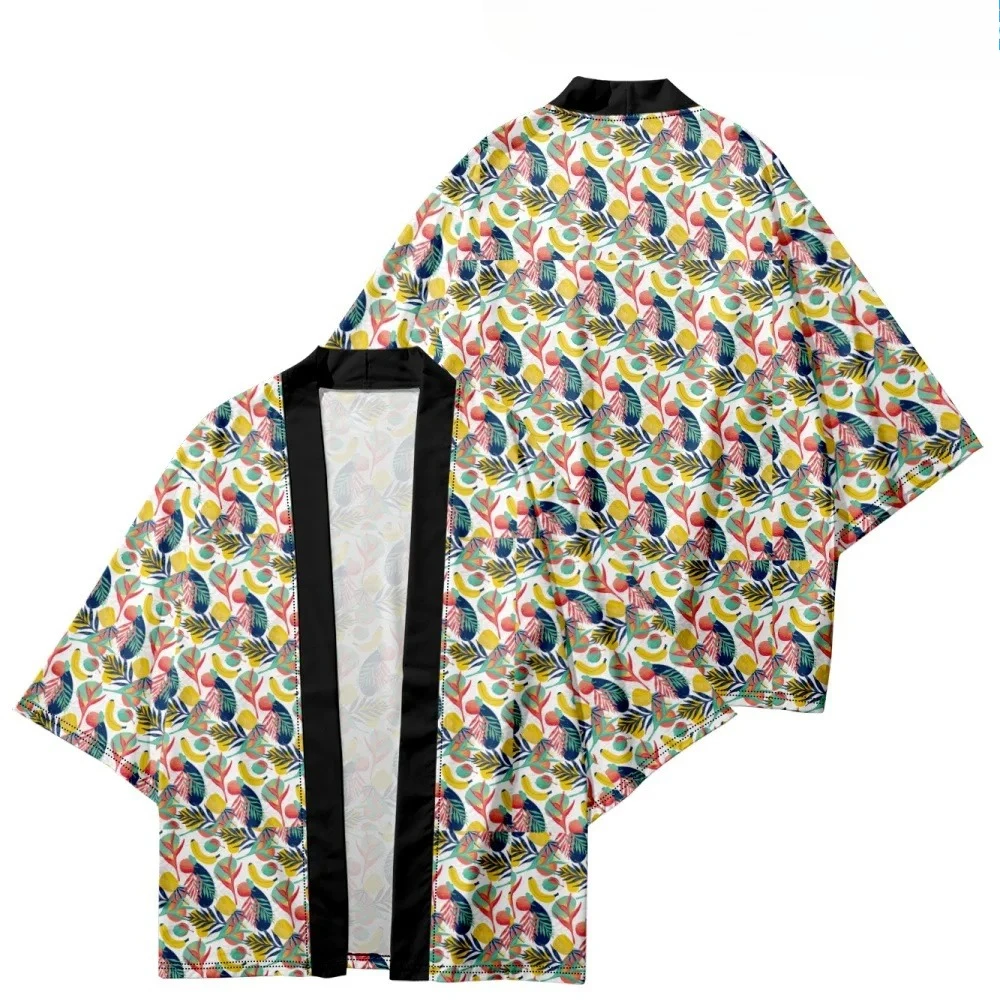سترة مطبوعة على الطراز الياباني باللون الأسود على شكل قرد الملك سترة هاراجوكو كيمونو للنساء والرجال سترة يوكاتا ملابس الشارع الشهير رداء علوي
