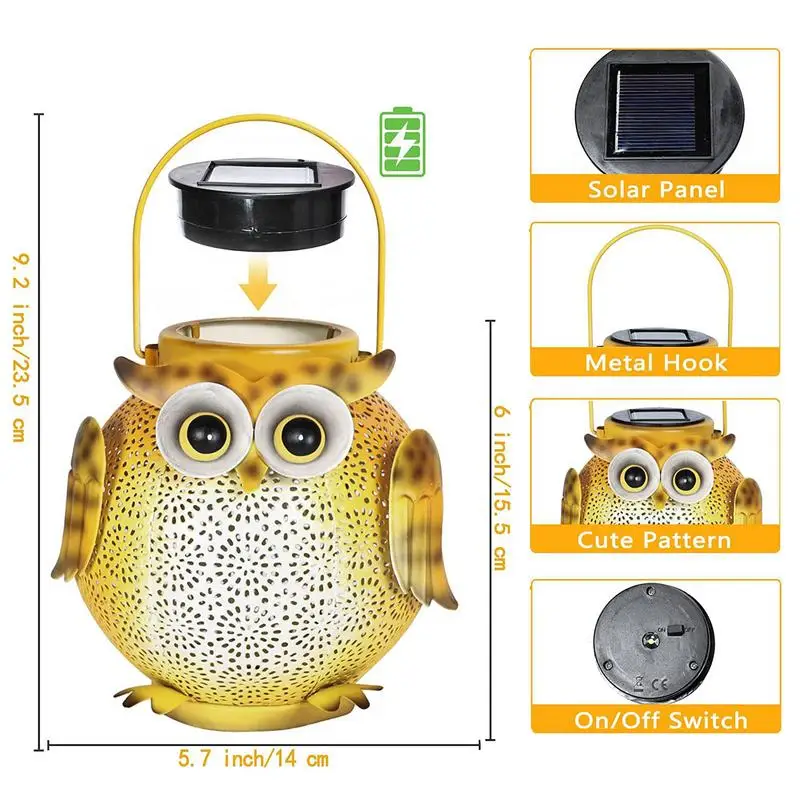 Owl Solar Lights Outdoor Garden Hollow Garden Light Solar Lanterns Waterproof Lawn Lamp Hangings Garden Decoration Figurine For