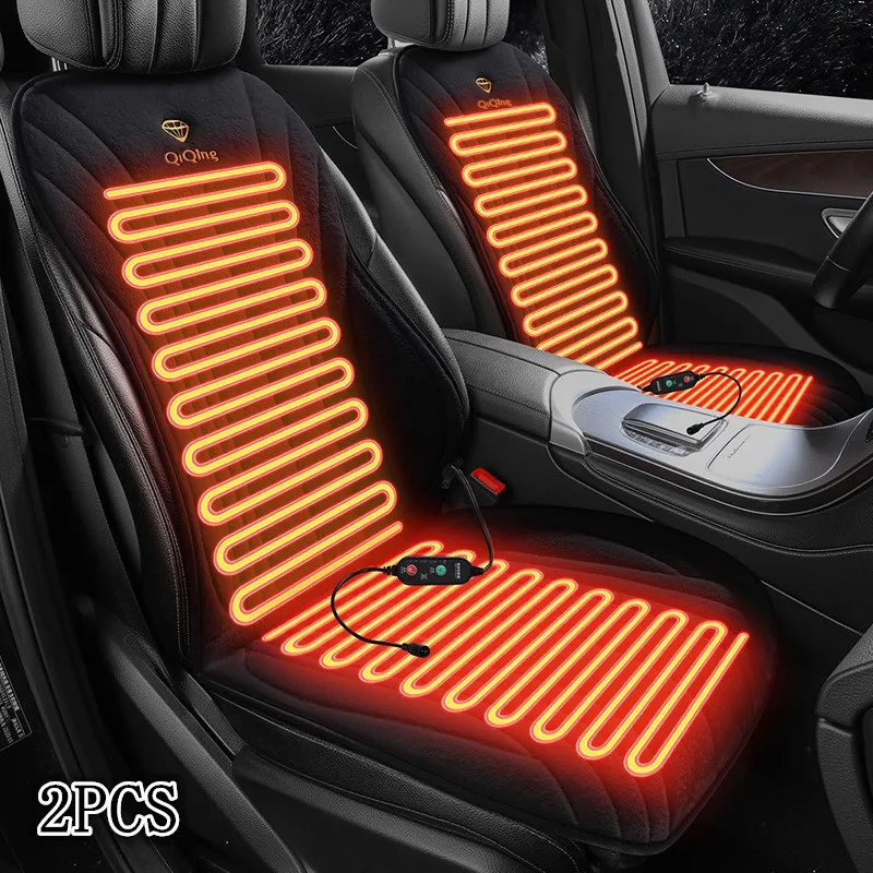 

2PCS Auto Heated Seat Cover Winter Warmer Car Seat Pads Set Soft Plush Electric Heating Seat Cushion 12V for Car Front