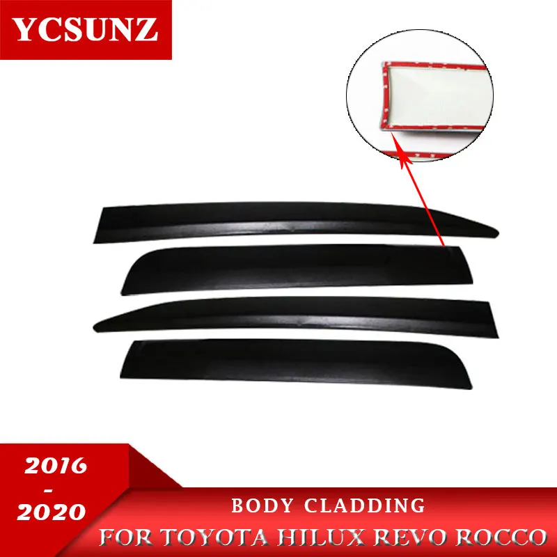 Car Accessories ABS Injection Black Side Molding Body Kits Trim For Toyota Hilux Revo Rocco 2016-2019 2020 2021 SR5 Invicible