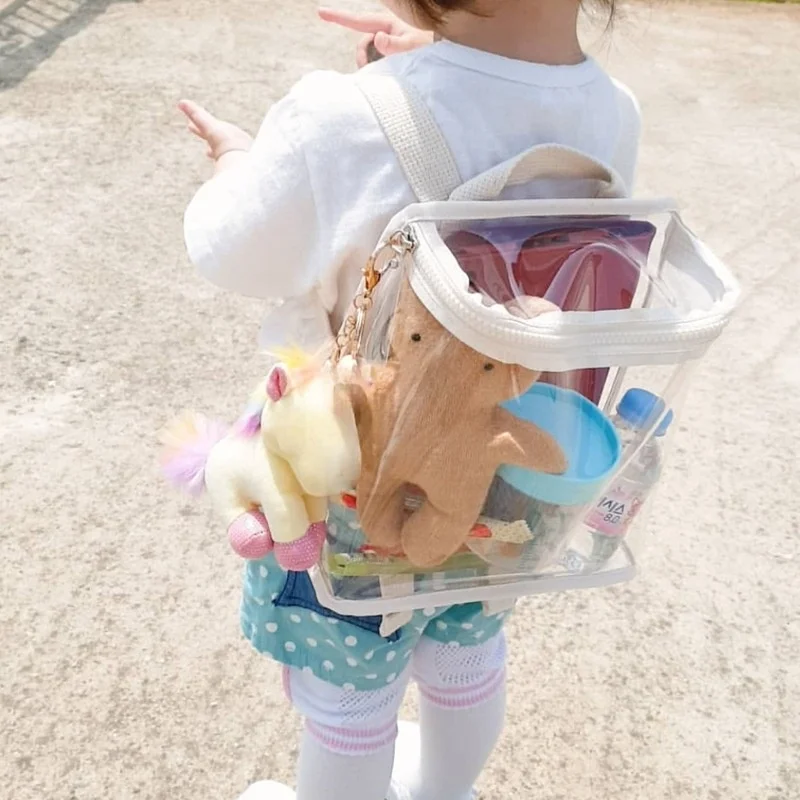 Cute PVC School Book Bags for Kids New Style Children Mini Backpack Girl Boy Clear School Backpack Baby Beach Bag Travel Bag