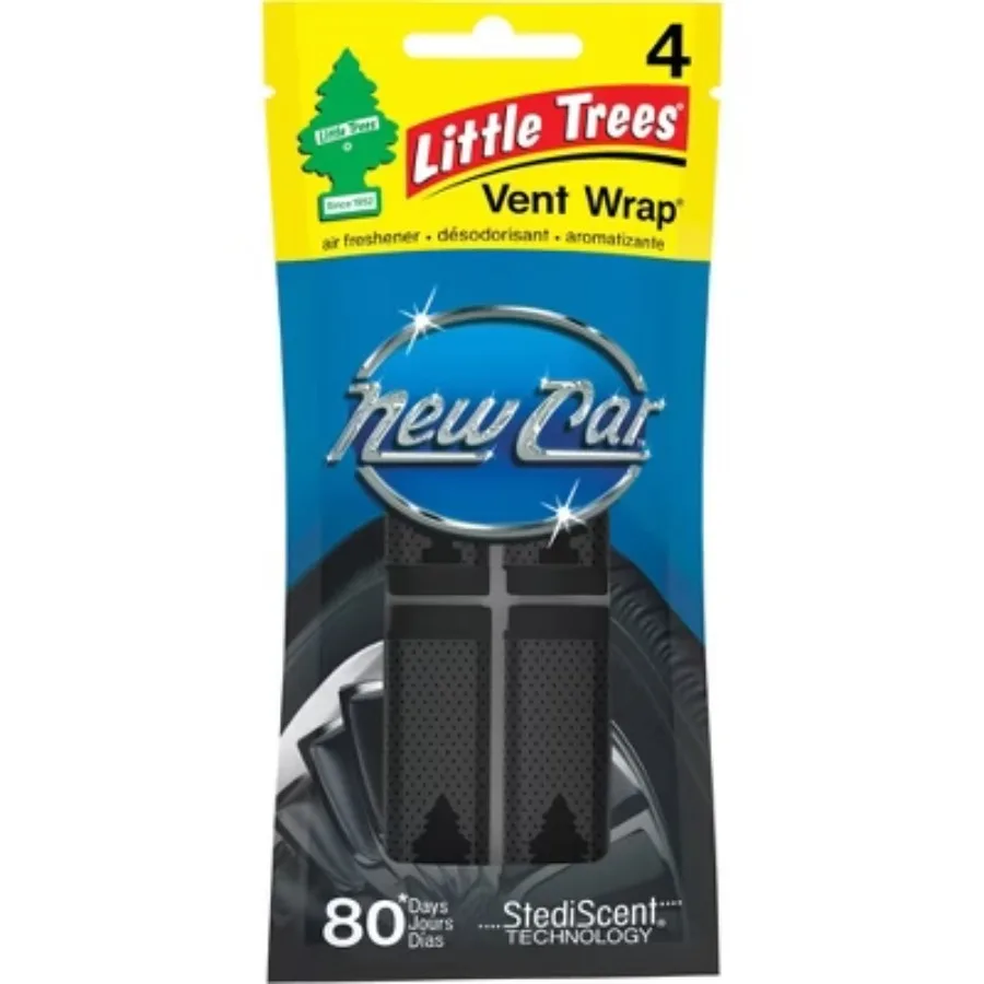 4pk Vent Wrap New Car Scent Air Fresheners, Black Disposable Vent Clip Car Freshener, 2‑Week Duration for Car Interior Deodorizing