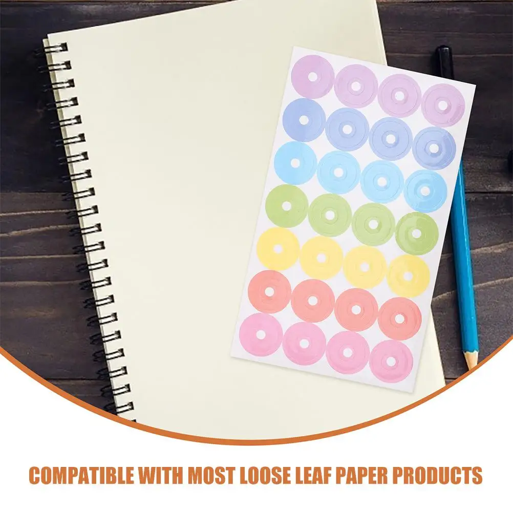 12 Sheets Stickers Protective Label Hole Punch Reinforcement Protector Rings Paper Donut Loose Leaf Punched