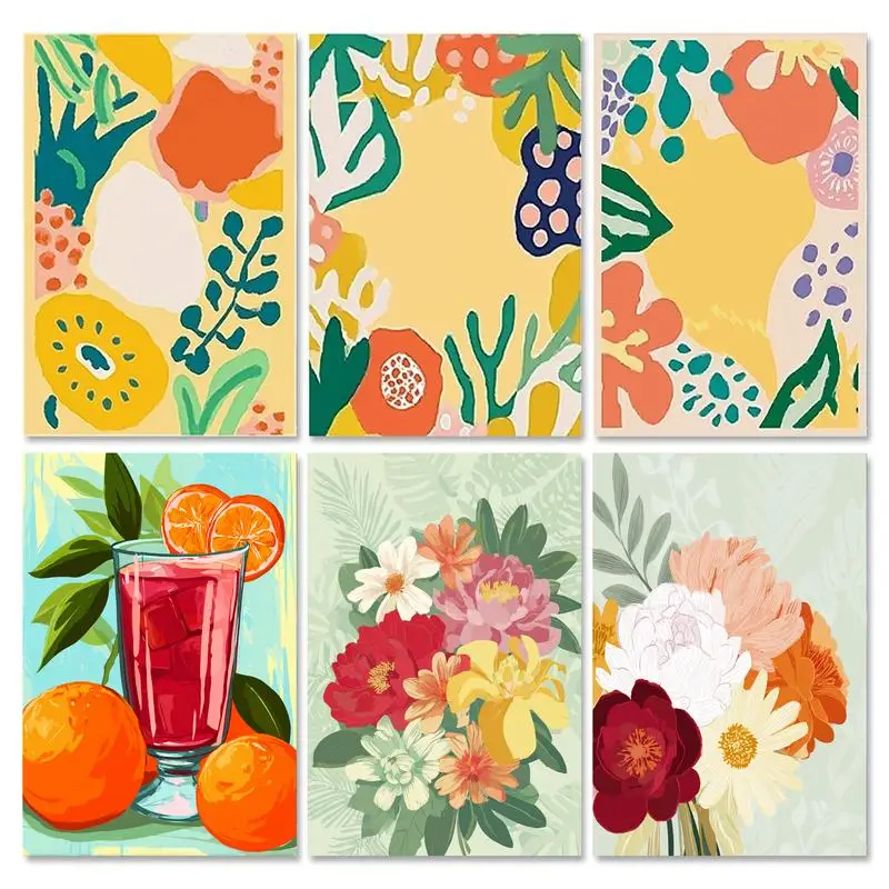 

RUOPOTY Acrylic Paint Painting By Numbers For Adults With Frame Flowers Illustration Picture By Number Diy Kits For Home Decors