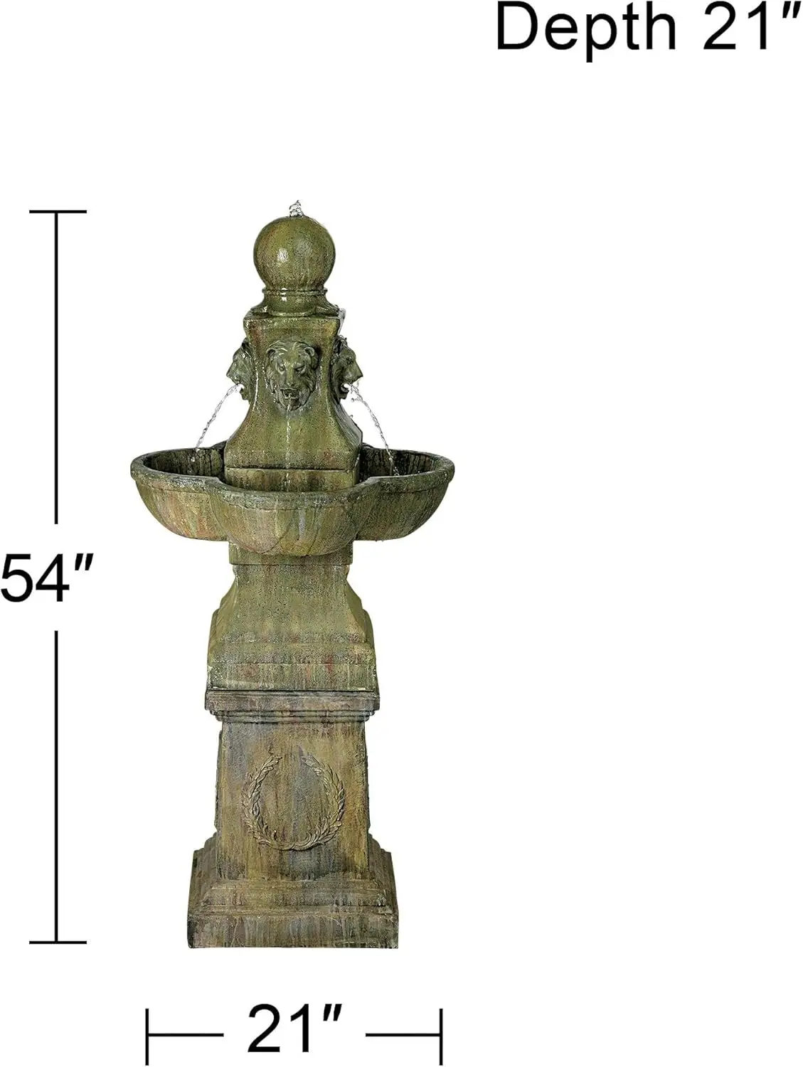 Tuscan Garden Pedestal Rustic Outdoor Floor Tiered Water Fountain 54