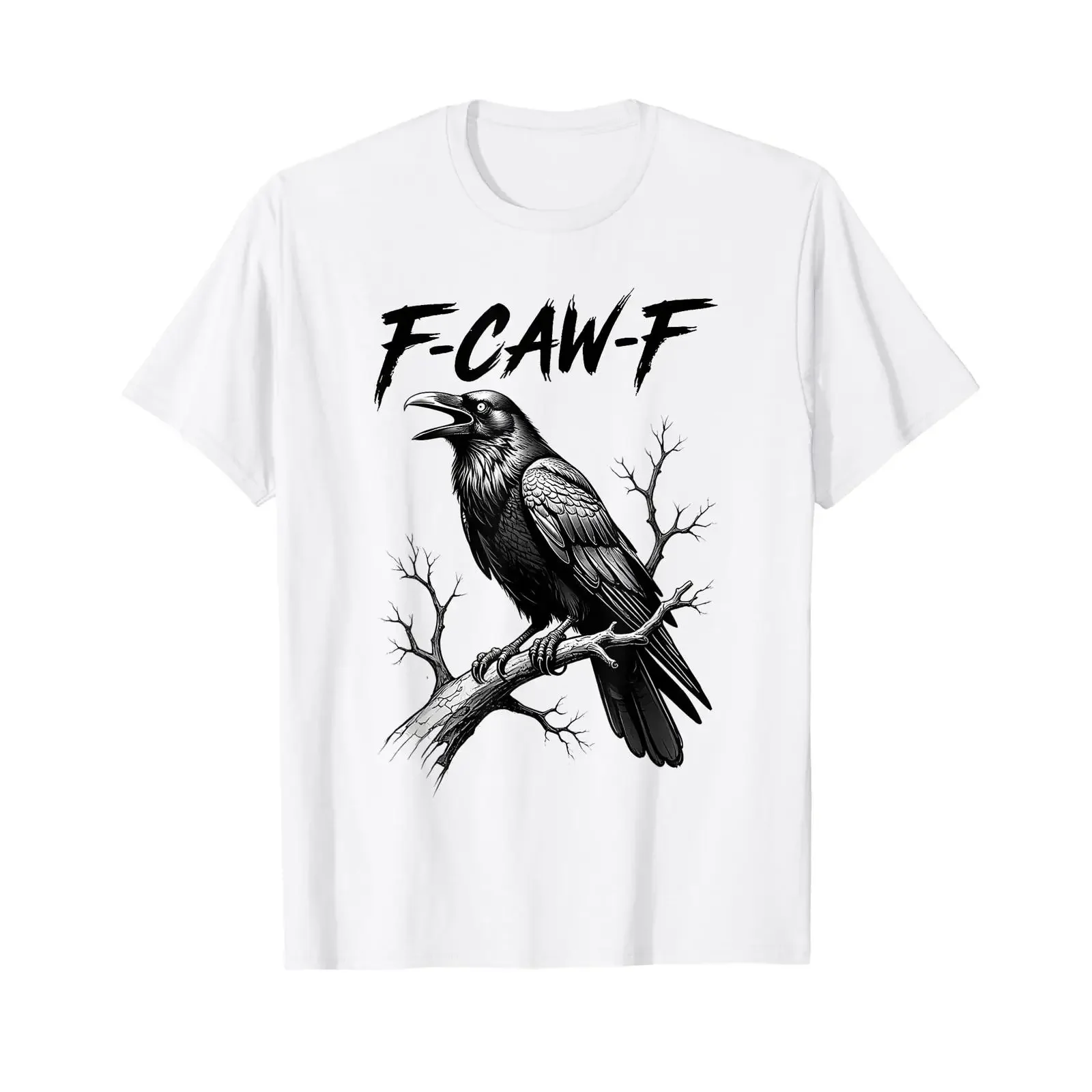 F Caw Dark Bird Raven Gothic Crow Humor Meme Halloween T Shirt vintage Washed Comfortable Top For Everyday Wear Stretched homme
