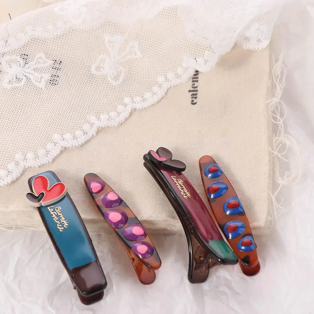 

2pcs/set Creative Duckbill Clip Love Hairpin Set Barrettes Bangs Clip Hairpins Y2k Korean Style Makeup Hair Clips Kids