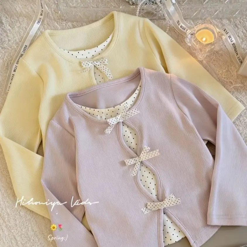 Autumn Girls T-shirt Long Sleeve Kids Tops Children Tops Clothing Dot Pattern Clothes