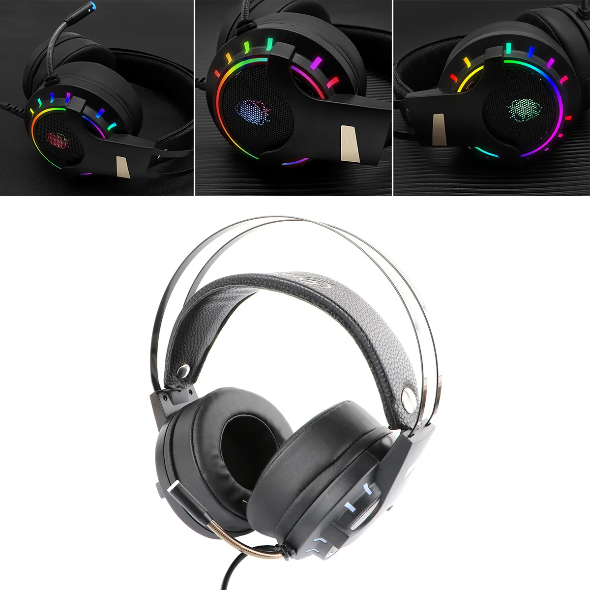 

1 Pair Rgb Gaming Headset Low Noise High Sensitivity Wired Game Headphone With Microphone For Pc Laptop Stereo Earphones