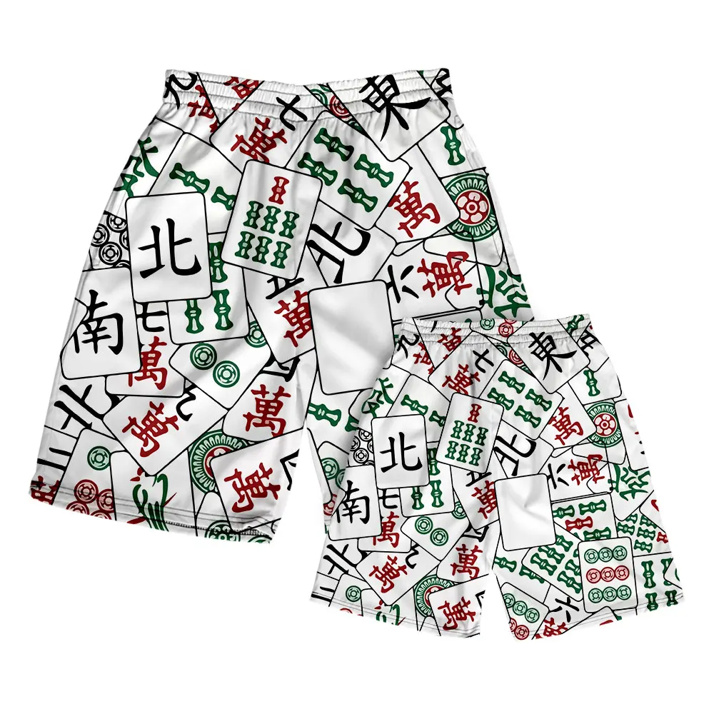 2022 Hong Kong Style Retro Mahjong Printed Shirt Short Sleeve Summer Sports Chinese Style Loose Casual Oversized Men Clothing