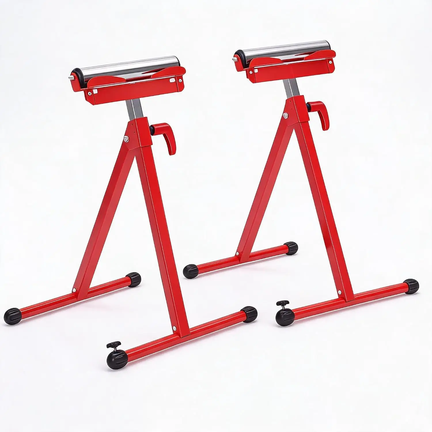 Heavy Duty Folding Roller Stand with Adjustable Height, 250 LB Capacity for Industrial Material Handling