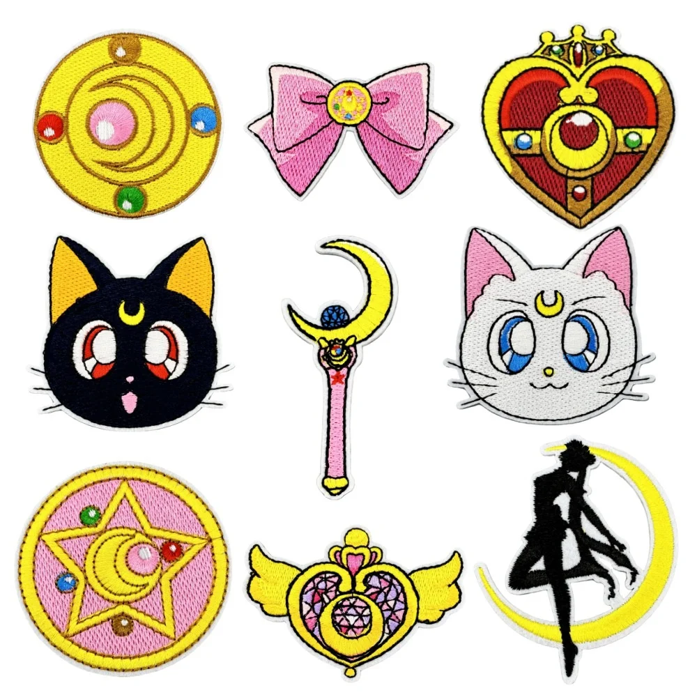 Miniso Cartoon Anime Cloth Stickers Badges Animal Embroidery Cute Accessories For Girls Cartoon Peripheral Stickers