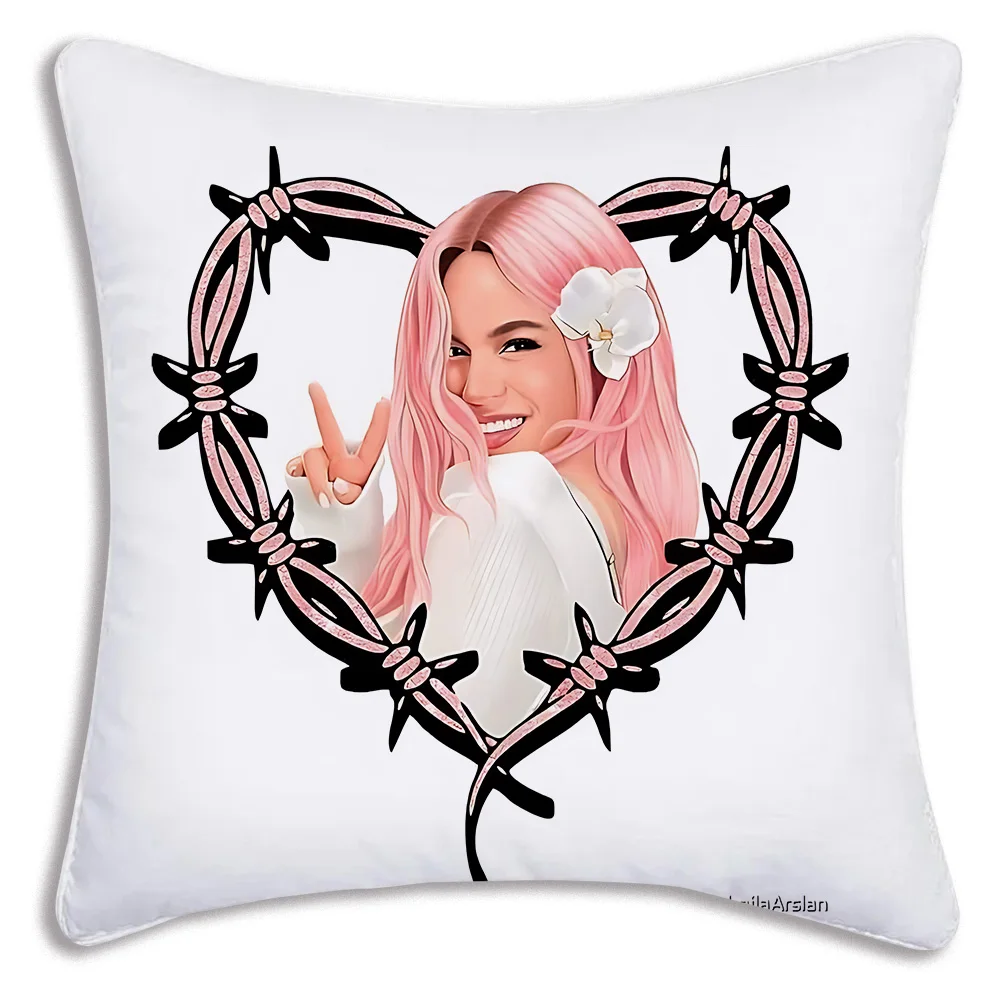 Manana Sera Bonito Karol G Pillow Covers Cartoon Sofa Decorative Home Double-sided Printing Short Plush Cute Cushion Cover