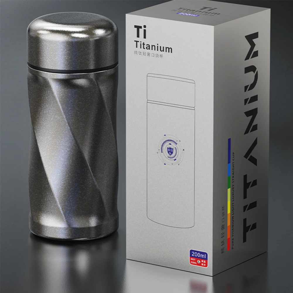 

Mini Pocket Titanium Cup Mug Tumbler 200ML 6OZ Tea Infuser titane Thermos Bottle for Coffee Vacuum Flask termo titanio insulated
