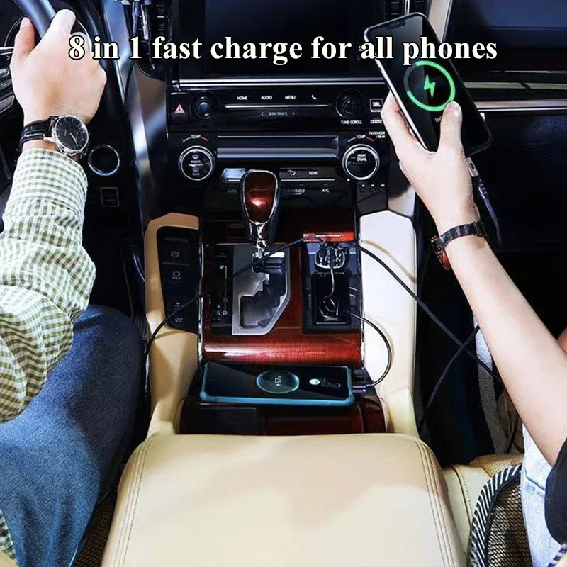 UYUXIO 8 in 1 USB C Car Phone Charger 4 USB A 4 PD Super Fast Charge Adapter for iPhone iPad Samsung OPPO Oneplus Huawei Vivo - náhled 3